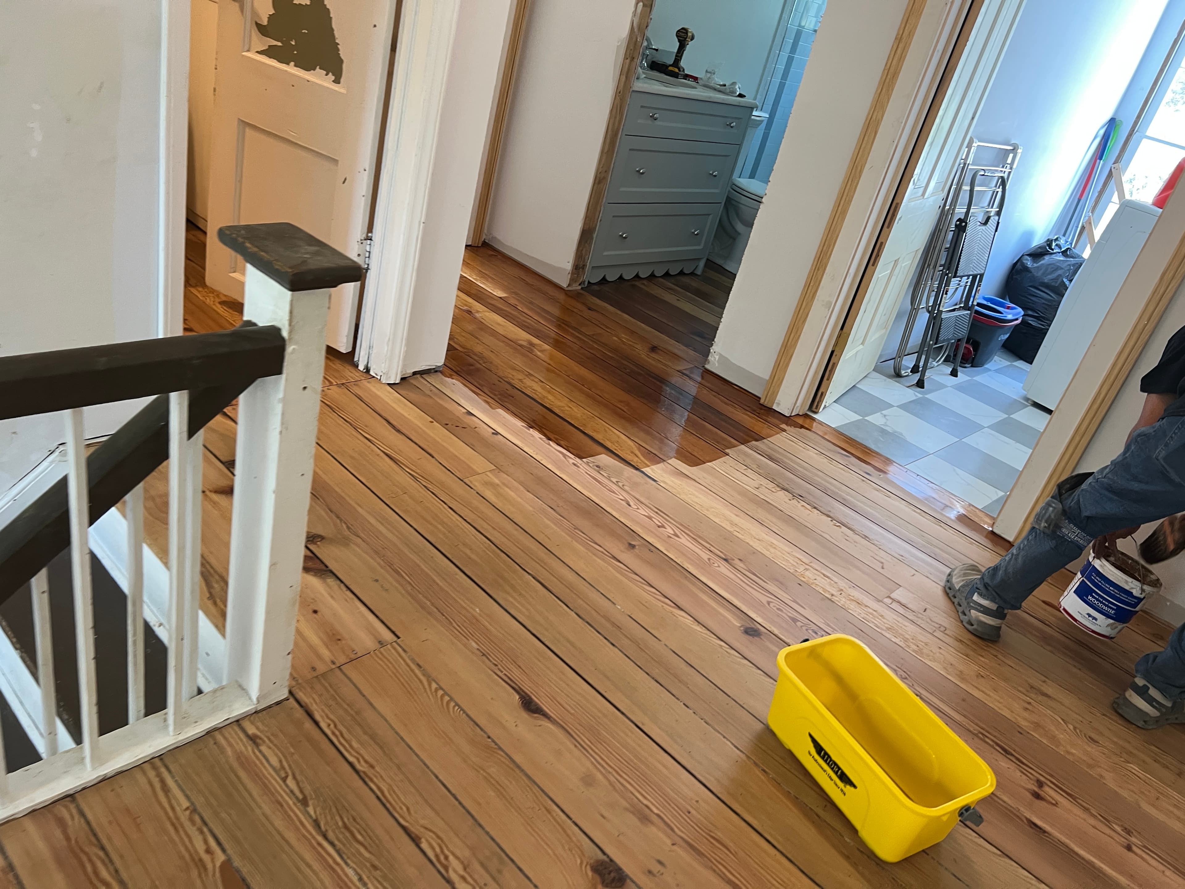 finish application on historic heart pine hardwood floor Selma NC