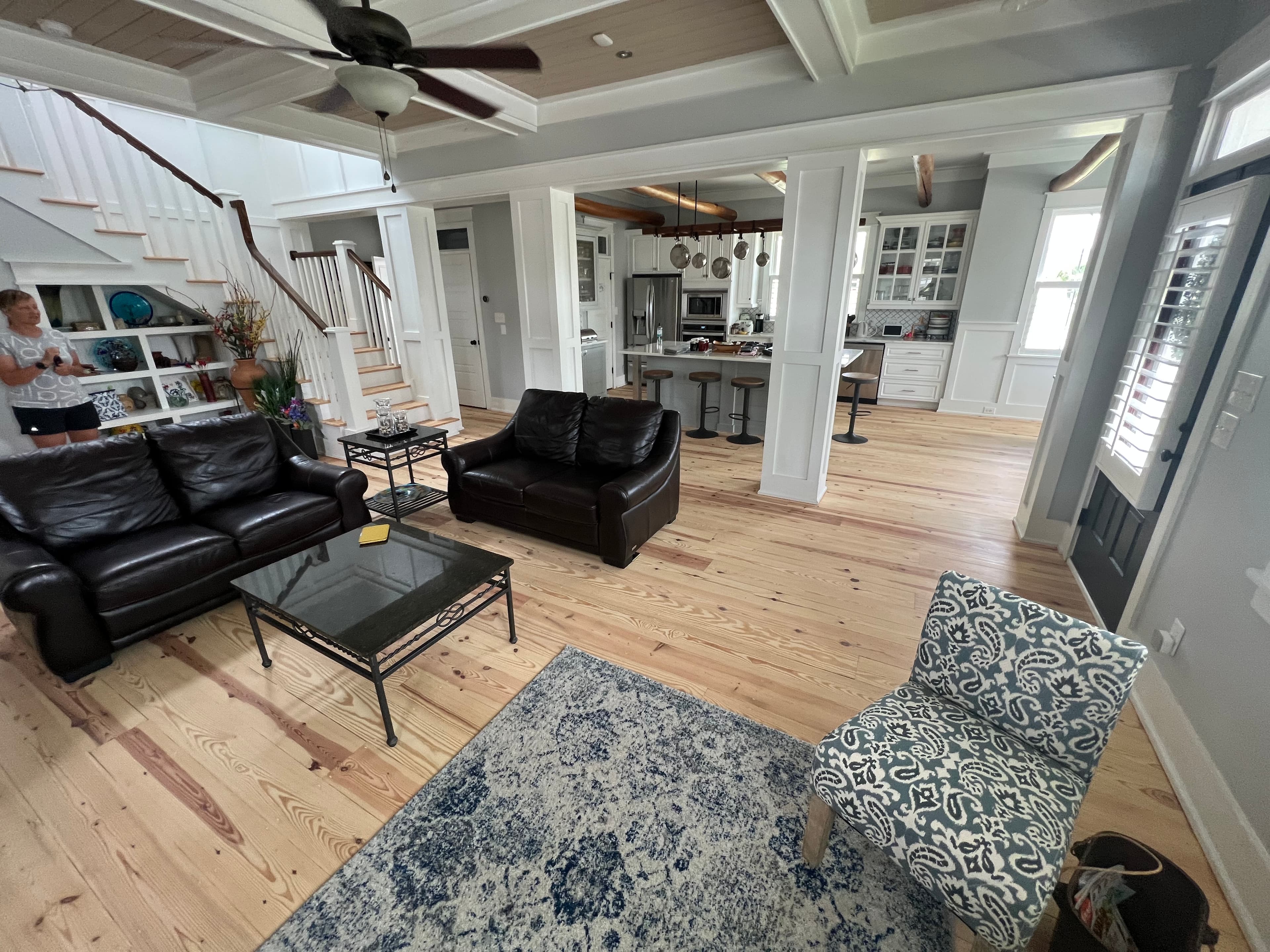 Finished pine hardwood floors with hardwax oil in furnished Smithfield NC home by 12th And Oak Floor Co.