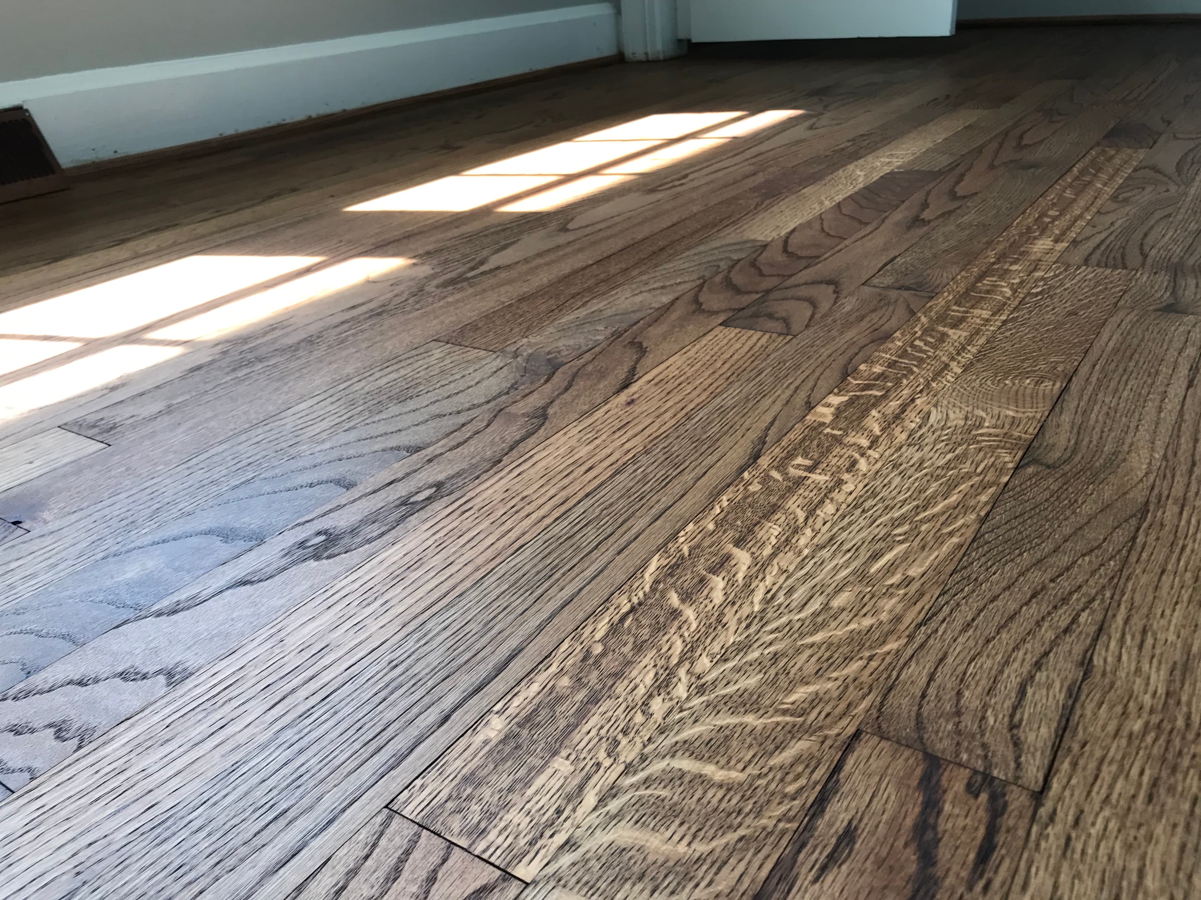 hardwood floor refinishing red oak medium brown stain Clayton NC