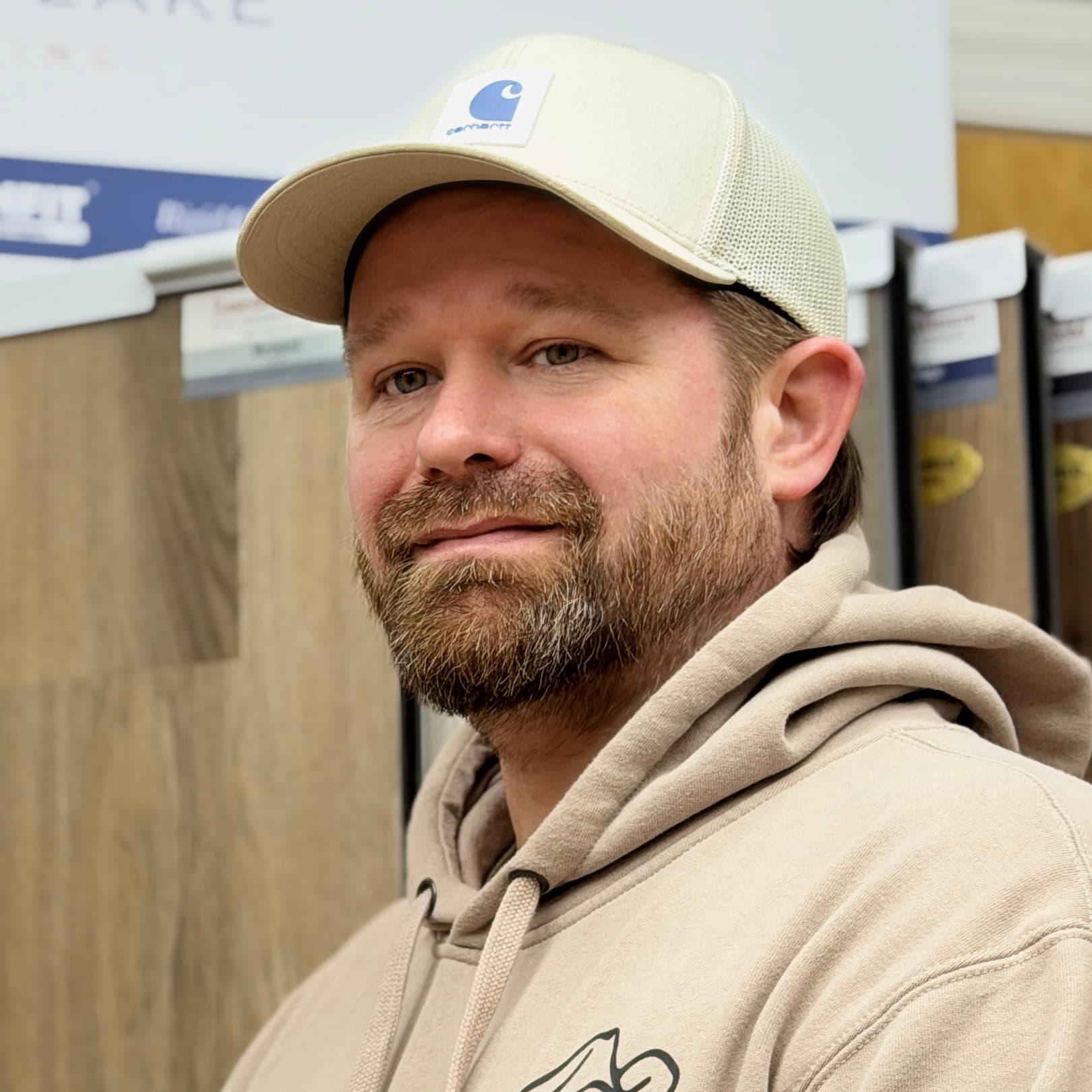Izral Daniels, owner of 12th And Oak Floor Co., in the Clayton NC showroom