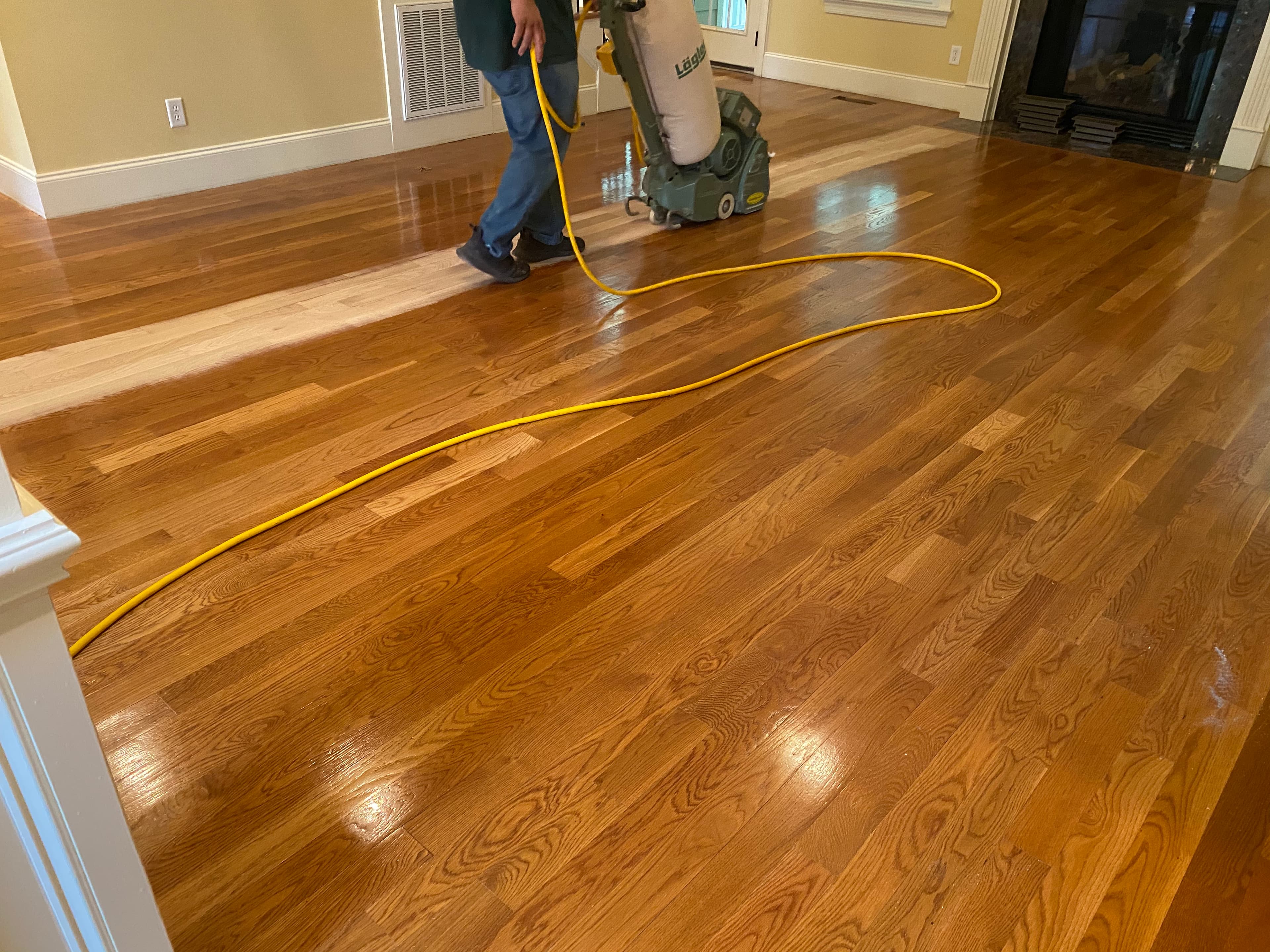 Lagler Hummel drum sander being used on hardwood floor Clayton NC