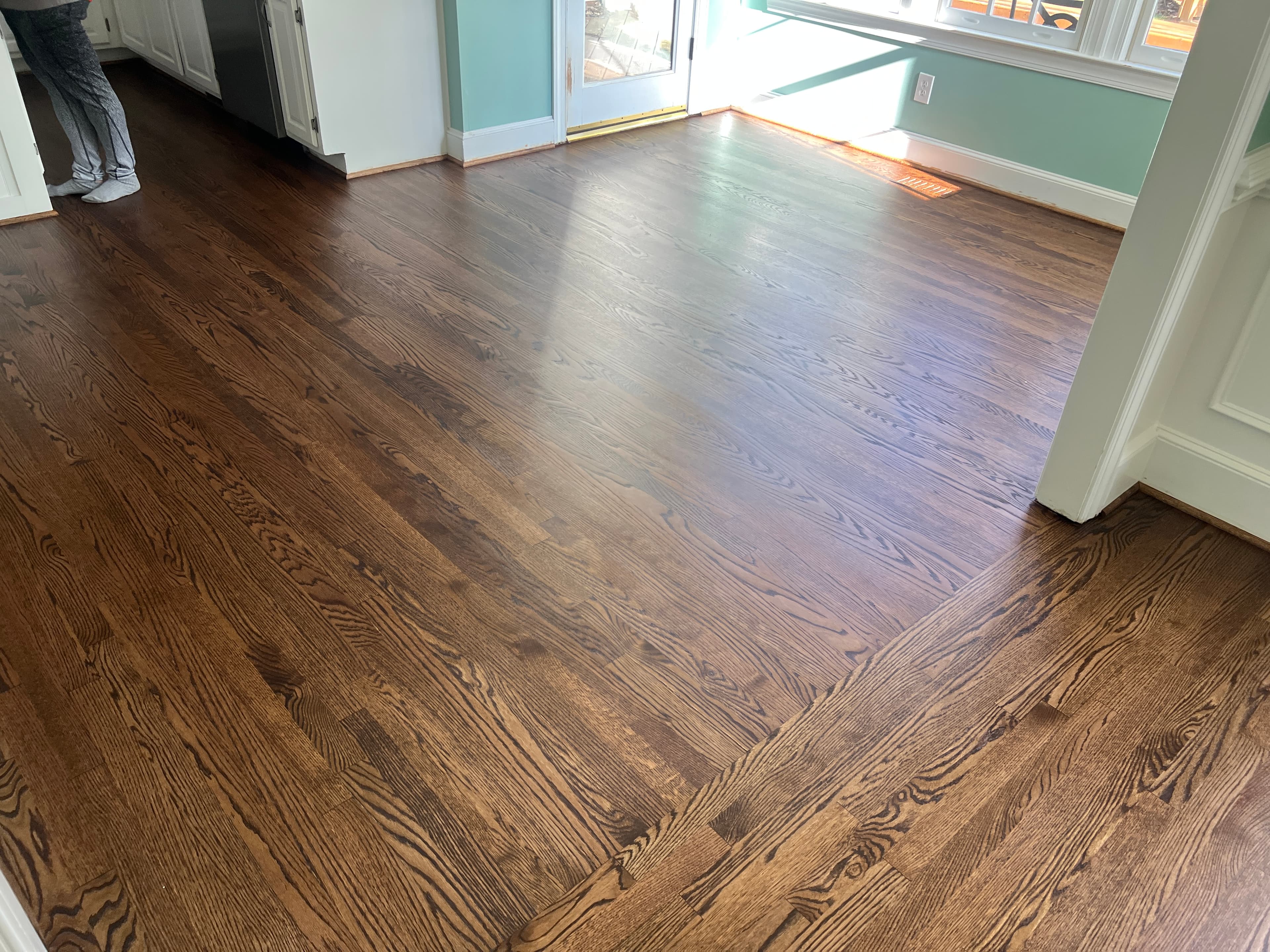Red oak hardwood floor finished with Natura One Coat hardwax oil in Zebulon NC by 12th And Oak Floor Co.